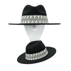 Time and Tru Black Hat with White Pattern Trim